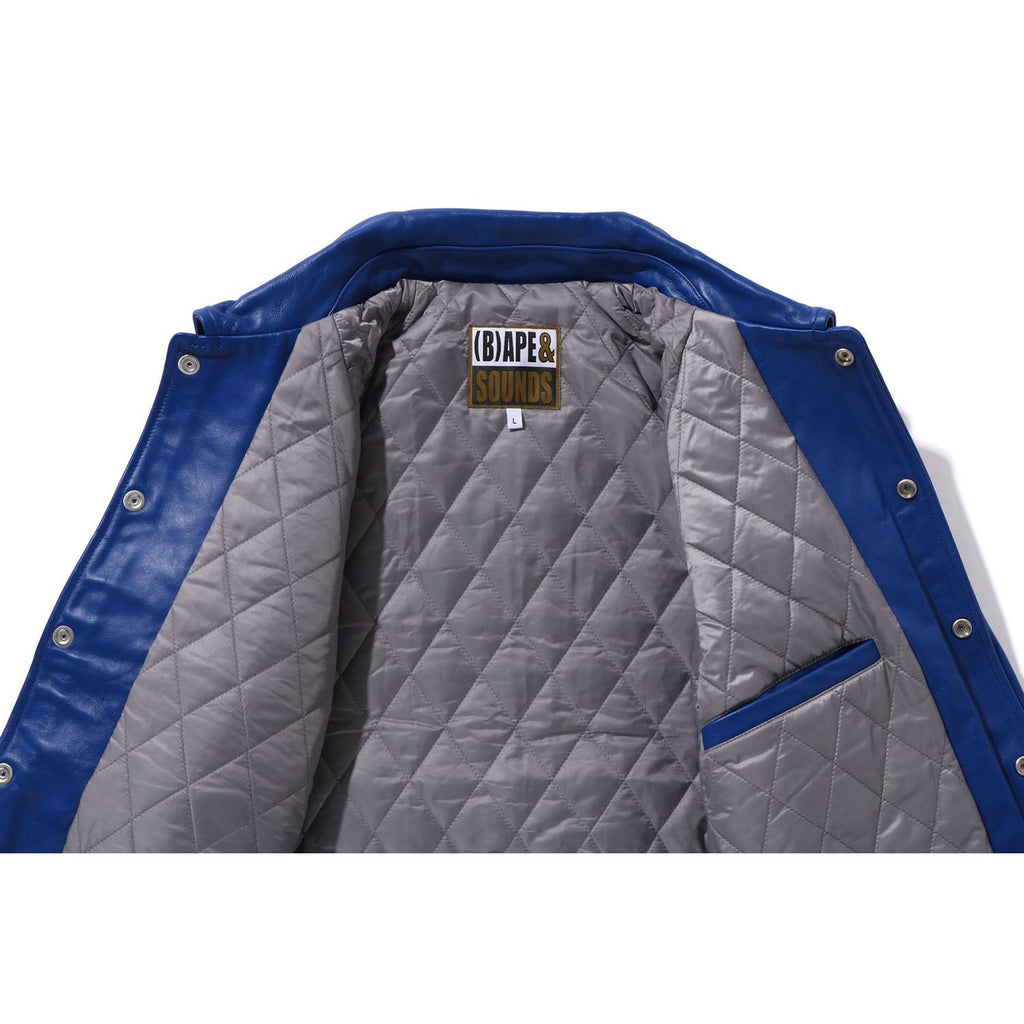 (B)APE LEATHER VARSITY JACKET MENS